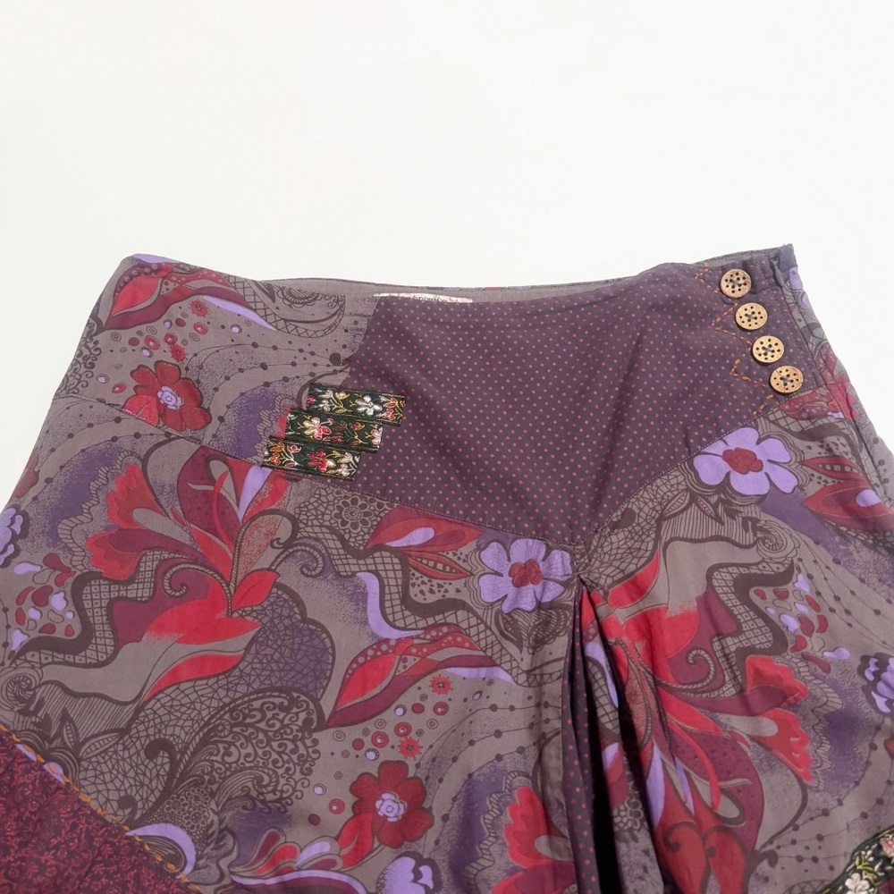 Joe Browns Mixed Floral Patchwork Pleated Asymmetric Hem Skirt - Picture 3 of 9